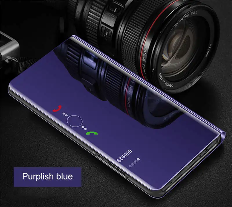 purple blue Роскошный зеркальный кожаный чехол-подставка для samsung Galaxy A3 A5 A7, Магнитный чехол для Galaxy J2 Core J2 Pro J8 J5 J7 Prime - Цвет: purple blue