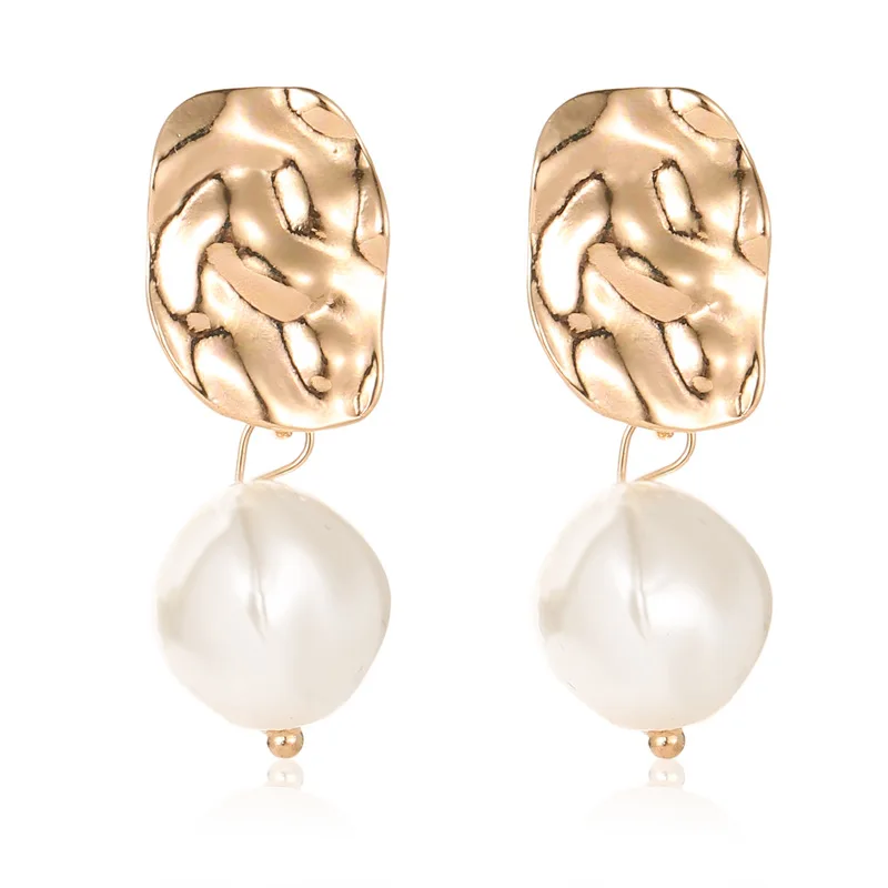 

Korean Cute Natural Fresh water Pearl Beads Gold Drop pearl Earrings for Women Ear Woman Long stud earrings