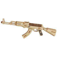 3d puzzle wooden toys laser cutting gun ak47 diy assembly kit jigsaw puzzle kids educational learning wood toys for children