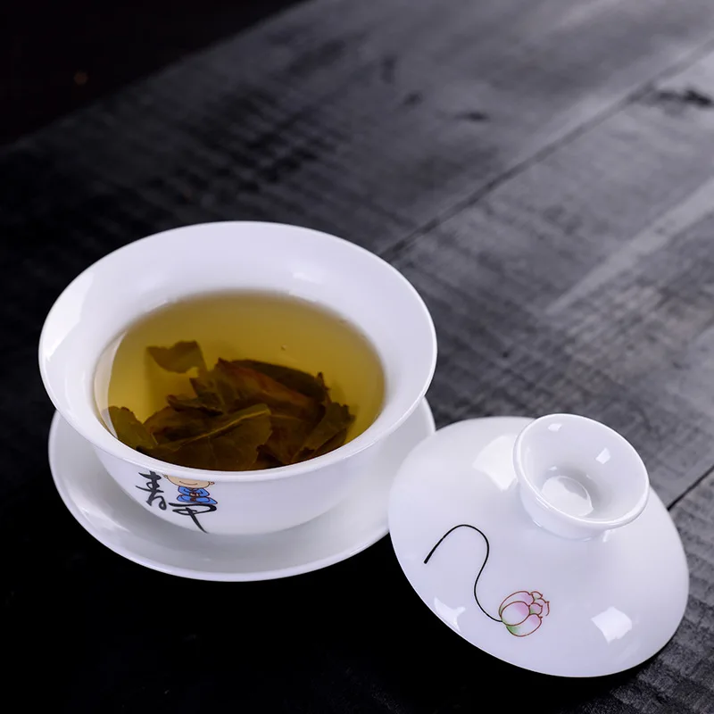 Красивые 100 мл Керамические Gaiwan фарфоровые чашки для чайной церемонии кунг фу Tureen
