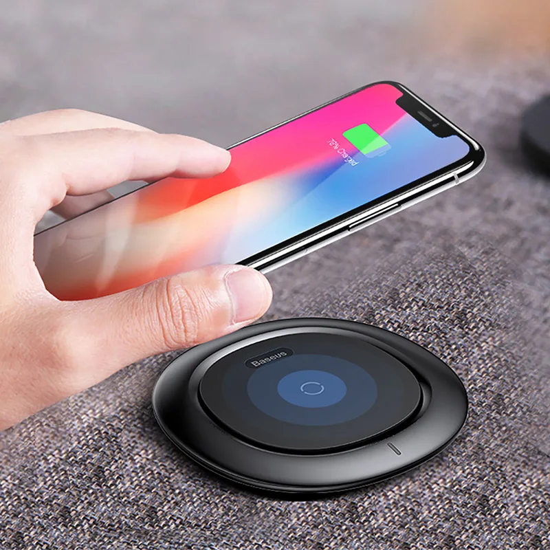 Беспроводное зарядное устройство Baseus для iPhone Xs Max Xr X 8 Qi быстрая Беспроводная зарядка для samsung S9 S8 Note 8 9 USB беспроводное зарядное устройство Pad - Цвет: Black
