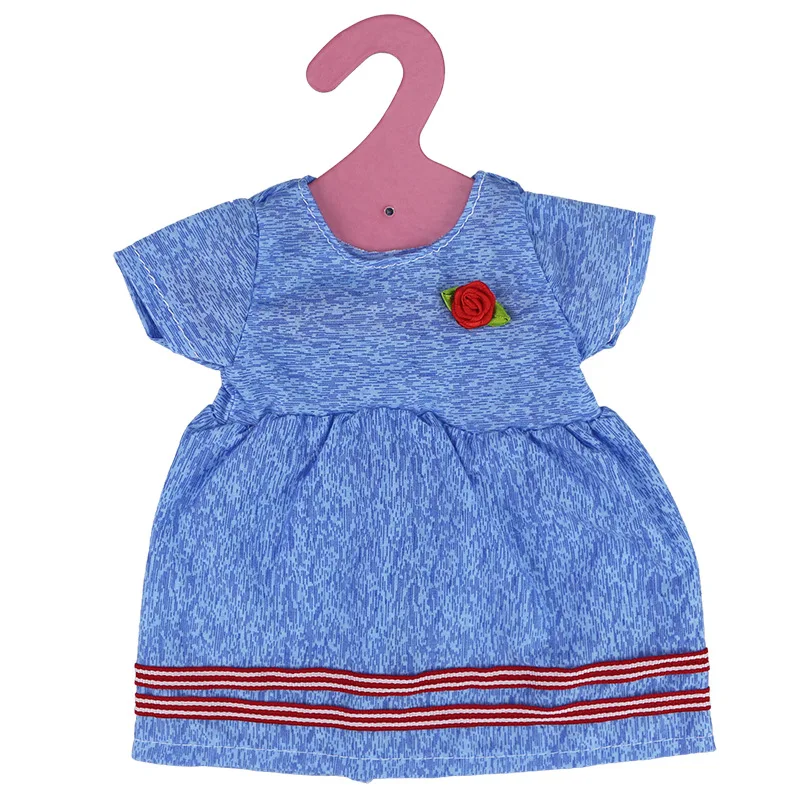 Factory Immediate Shipped Clothes For Doll Denim Blue Stripes Rose Dress Fit 18inch Girl 43cm Baby | Игрушки и хобби