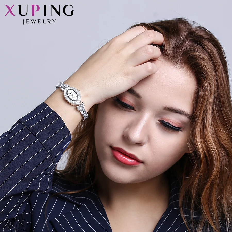Женские кварцевые часы Xuping роскошные белые Наручные в цветочном стиле с