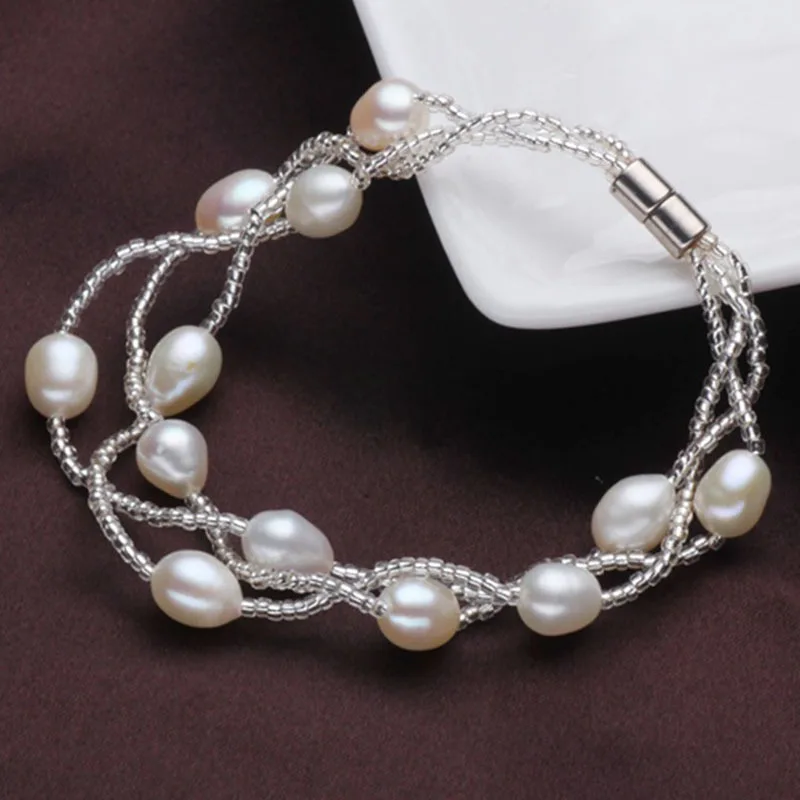 Браслет ASHIQI из натурального пресноводного жемчуга браслеты с подвесками для