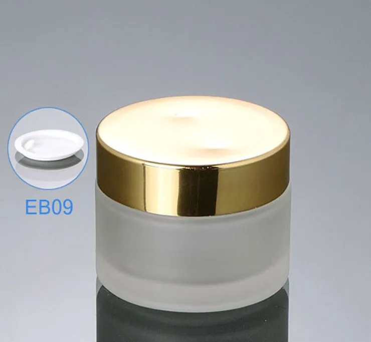 

300pcs/lot 50g(50ml) Frosted Glass cream jar,Glass bottle with Gold lids, cosmetic container,cosmetic packaging