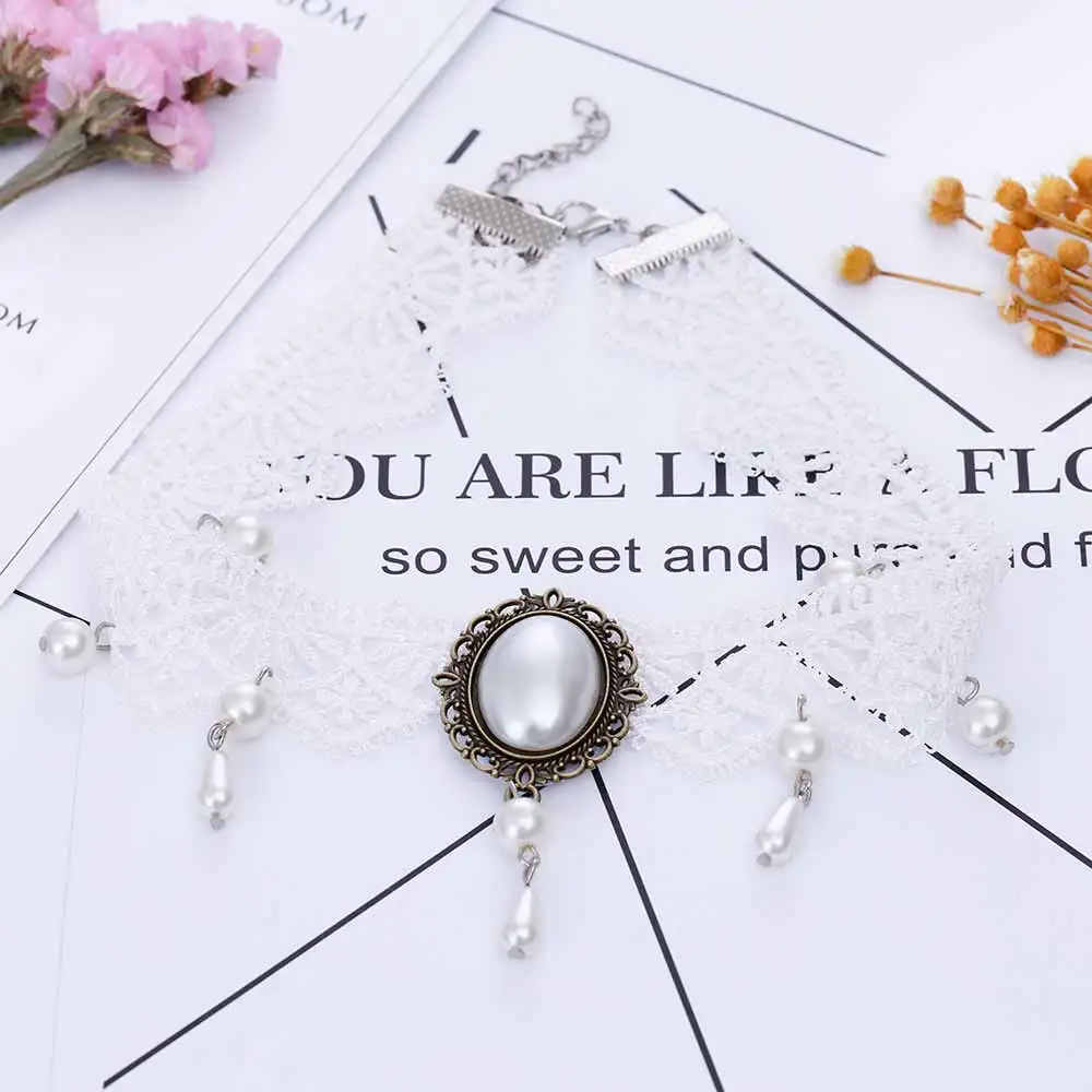 White Lace Choker Necklace Women Chocker tattoo choker Vintage Collier Femme Statement Necklaces Pendants Collares Mujer | Украшения и