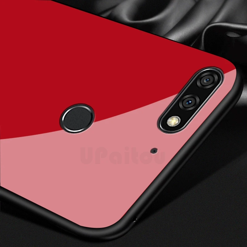 UPaitou Luxury Tempered Glass Case for Huawei Honor Y7 Y6 Y5 Prime Y9 2018 TPU frame Bumper Shockproof |