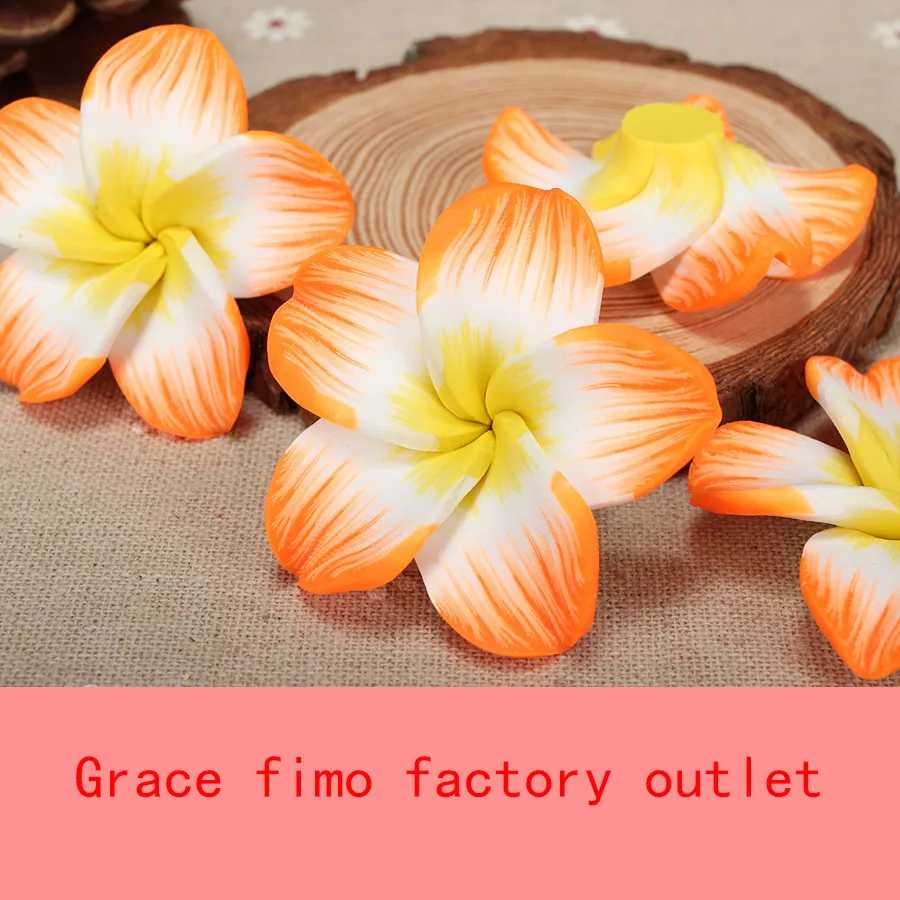 5 шт./лот 45 мм искусственная Полимерная глина Плюмерия цветок свободные бусины Diy