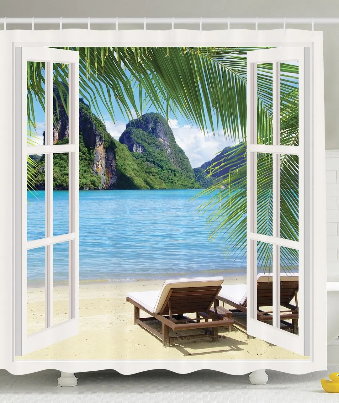 Домашний декор для пальмы морской берег шезлонги балкона деревянные окна летняя