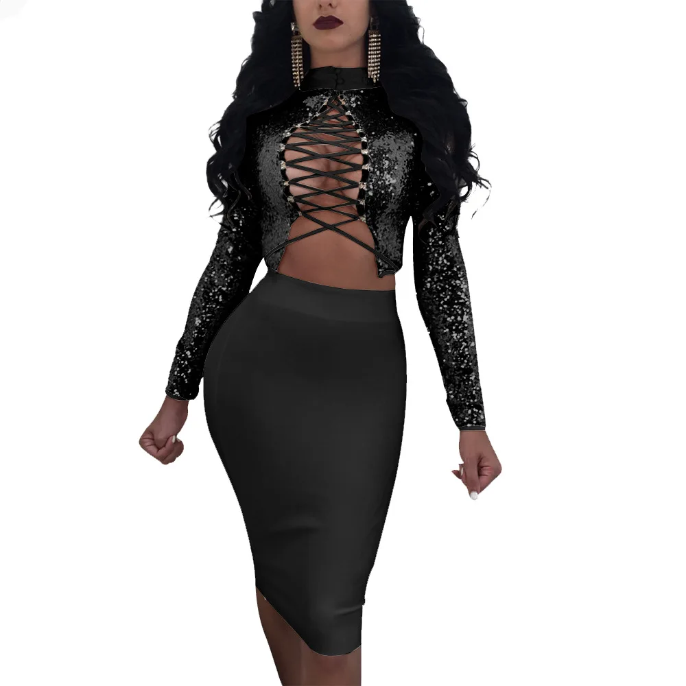 Европа и США лето большой код для женщин пикантные блёстки из двух частей