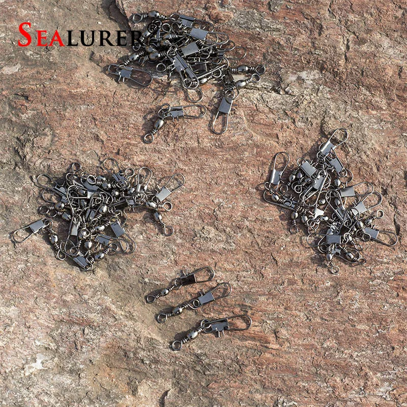20pcs Connector Lure Seamline Character Ring Stainless Steel Fishing Supplies Small Accessories Barrel Swivel with Interlock | Спорт и
