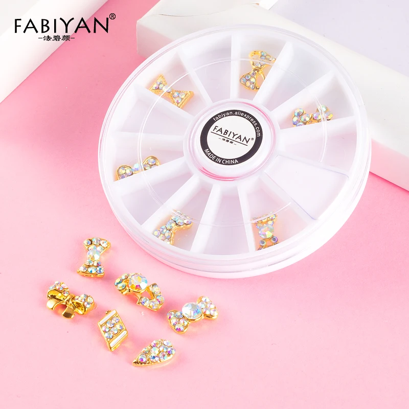Nail Art Wheel Bow Tie Bowknot Decoration Jewelry Accessories 3D Tips DIY Design Crystal Rhinestones Acrylic Metal Manicure Tool | Красота и