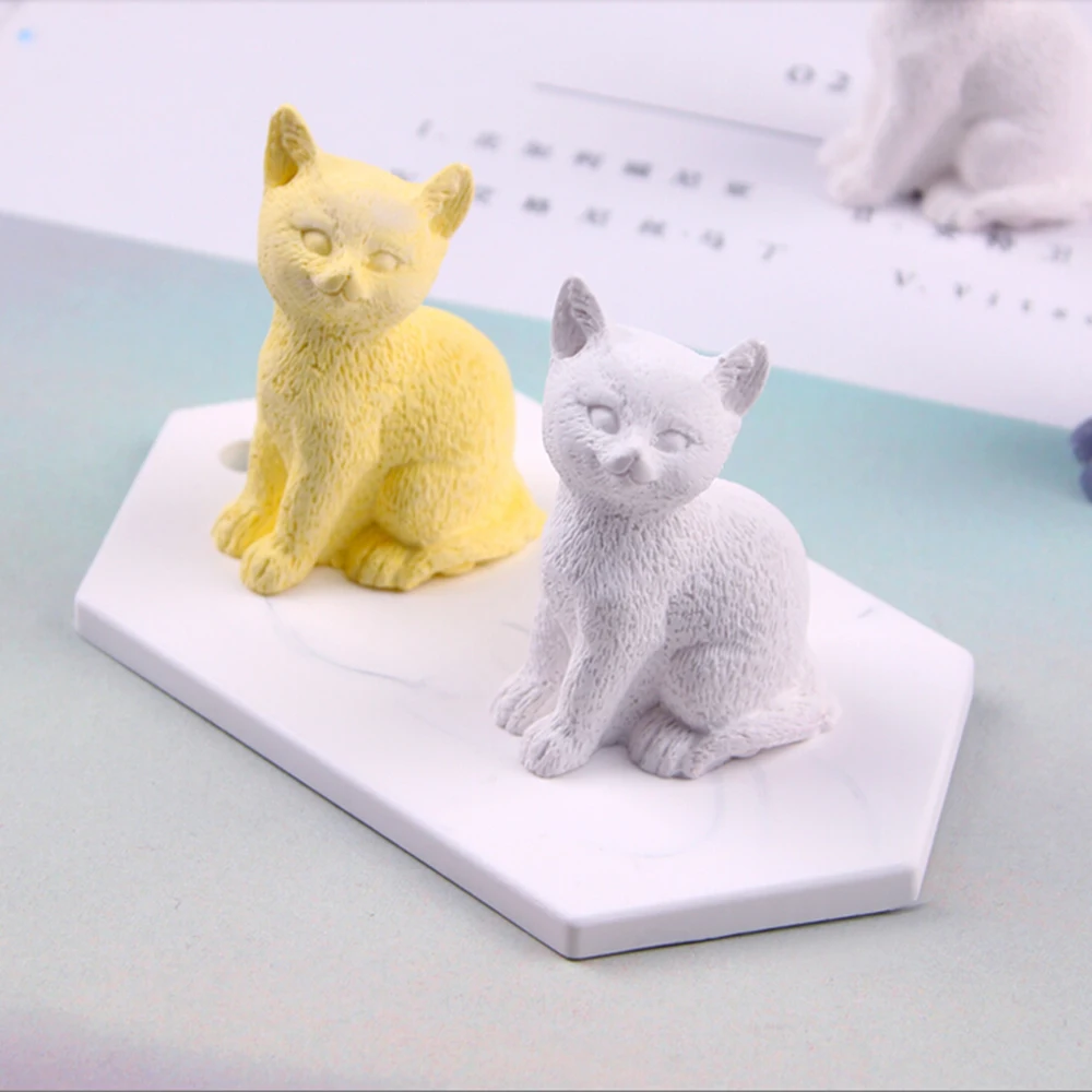 3D стоящая силиконовая форма в виде кота шоколадного торта для украшения свечей