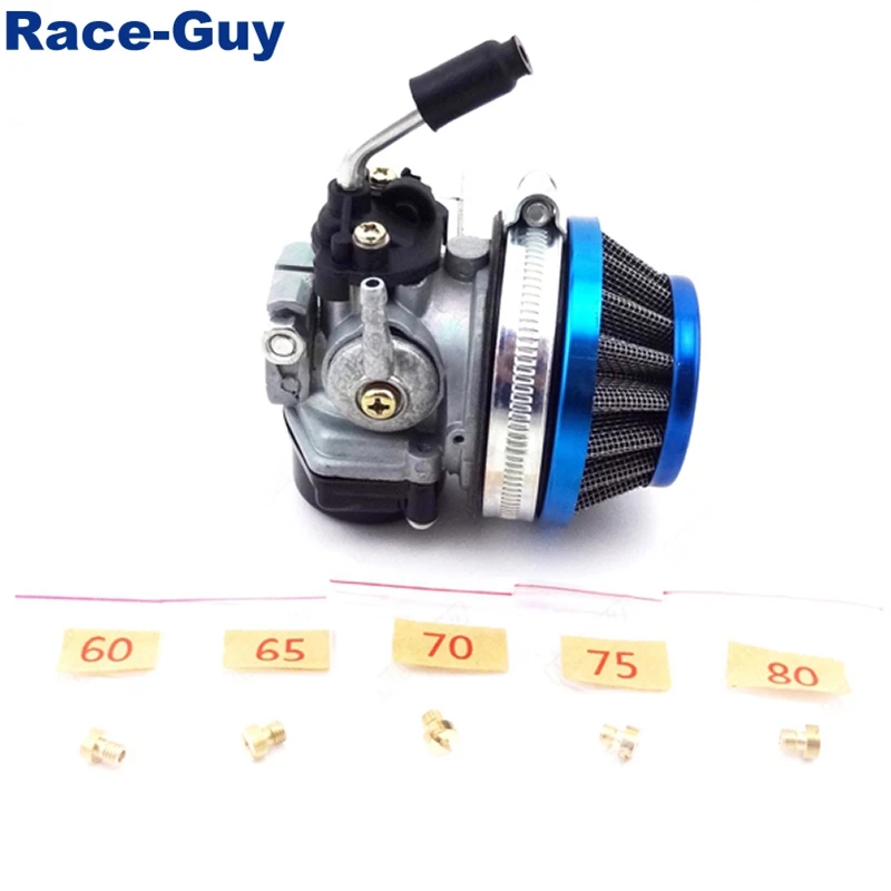 Карбюратор Racing Carb + синий 59 мм воздушный фильтр струи для 49cc 50cc 60cc 66cc 80cc 2 тактный