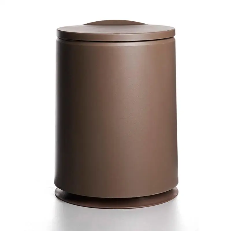 Brown-10L Японский Круглый контейнер для мусора, Мини мусорное ведро, пресс-тип, пластиковая гостиная, ванная комната, корзина для мусора, ведро, корзина для хранения отходов - Цвет: Brown-10L