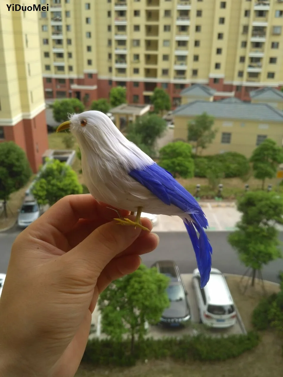

blue&white feathers small bird about 15cm artificial bird handicraft,prop,home garden decoration gift p1907