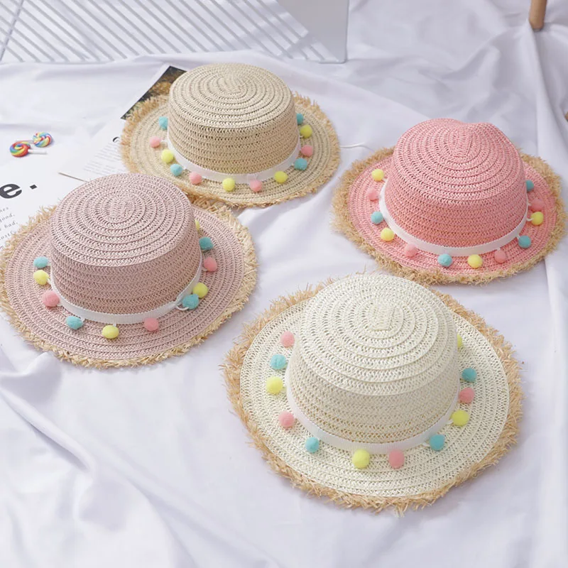 Новая летняя соломенная шляпа для девочек с широкими полями и кисточками флоппи