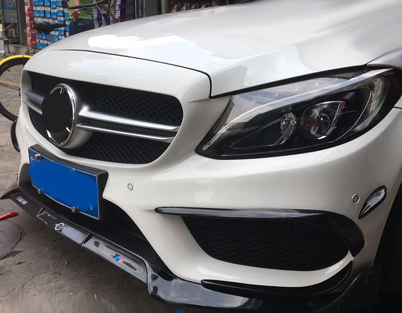 Автомобильный Стайлинг противотуманных фар решетка рейки Авто Черные Противотуманные фары крышка наклейка декоративная отделка для Mercedes Benz C Класс W205 аксессуары