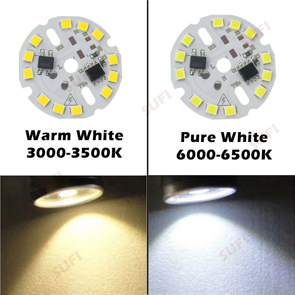 10 шт. DIY светодиодные лампы SMD2835 5WLight Chip AC 220V вход Смарт IC LED Bean для чистый белый