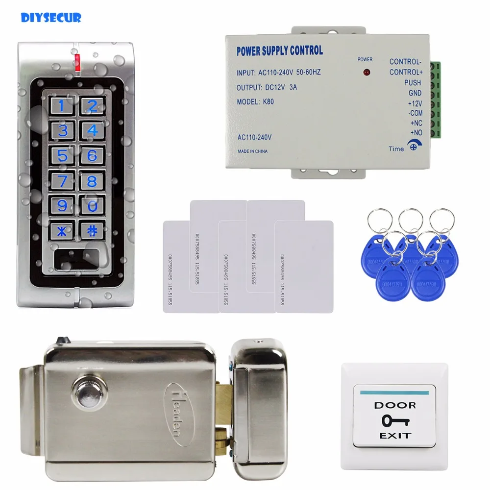 DIYSECUR W1 Complete RFID Access Control System Kit Set + Electric Door Lock Cards Power Supply | Безопасность и защита