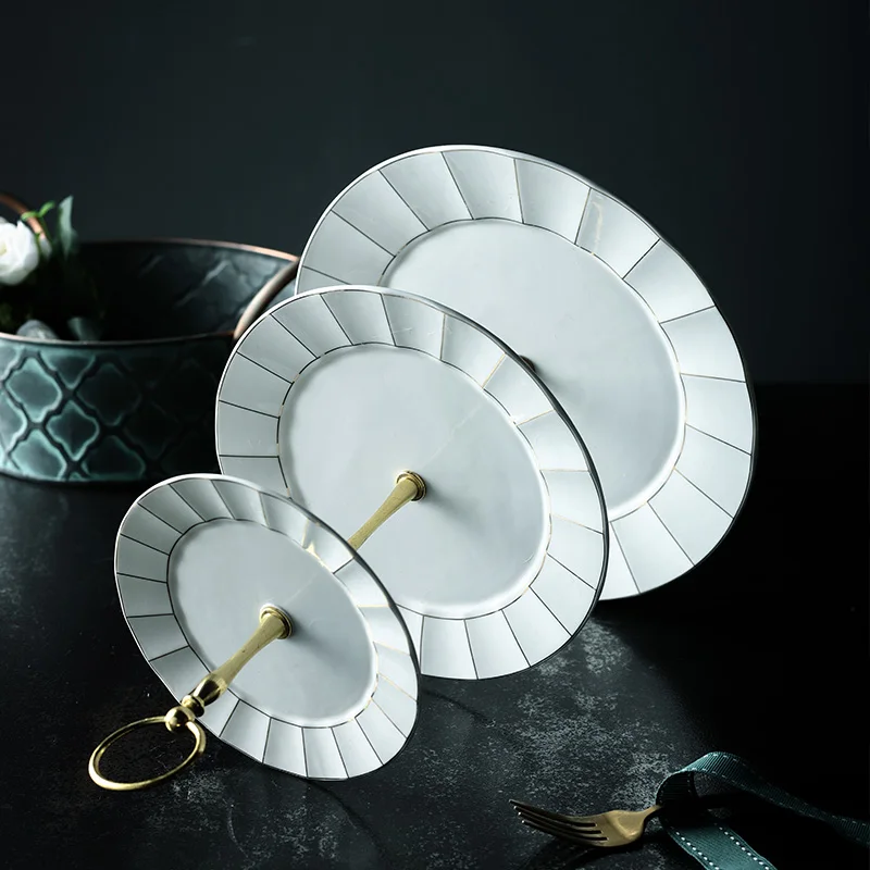 Европейская Золотая инкрустация костяного фарфора фруктовые тарелки для