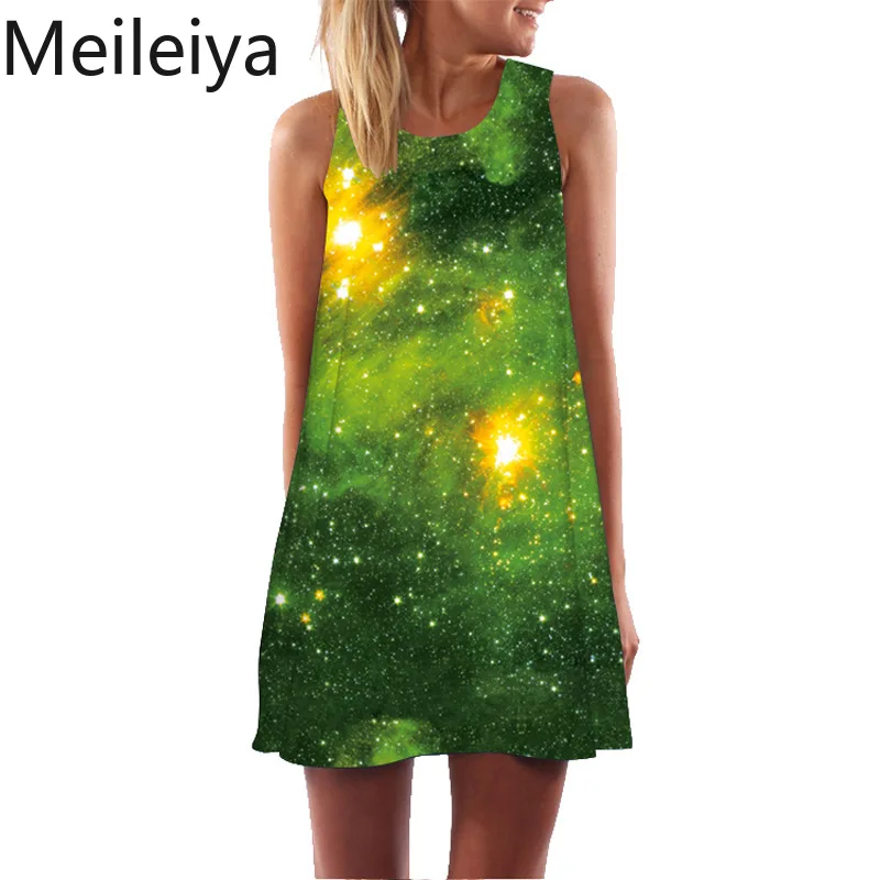 2019 летнее женское платье с объемным цифровым принтом и круглым вырезом без