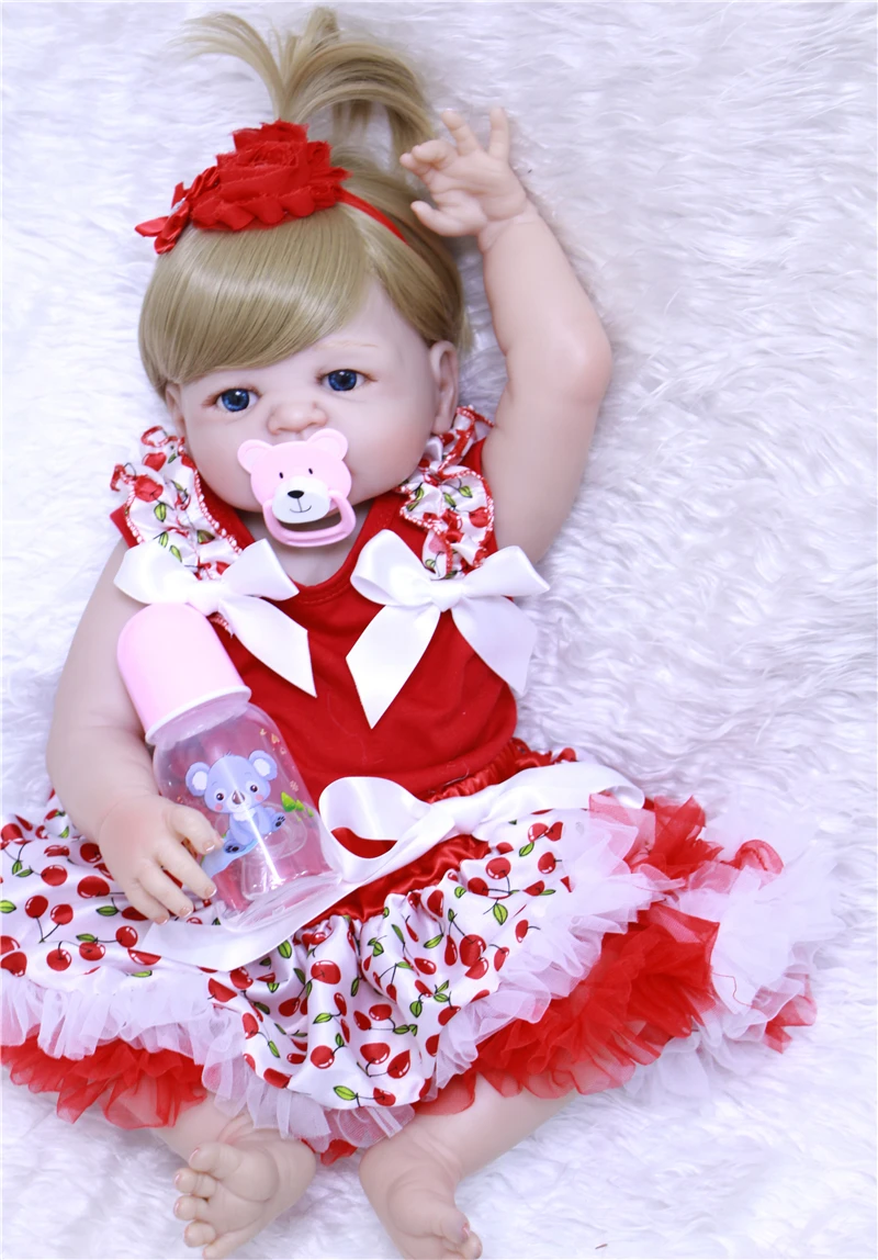 55 см полная силиконовая Детская кукла 100% высокое качество bebe Reborn Babies