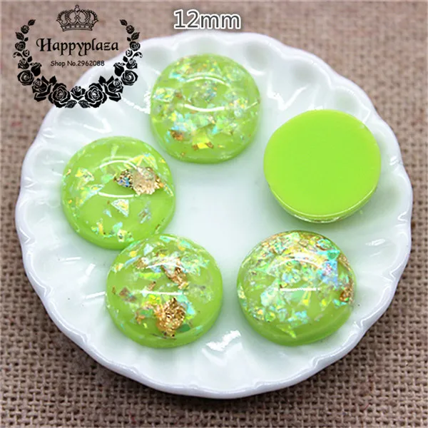 green 50pcs 50 шт. 12 мм смесь цветов смолы блестящая Морская раковина заполненная Круглая Плоская задняя часть Кабошон DIY Кнопка/ремесло Scrabooking аксессуар - Цвет: green 50pcs