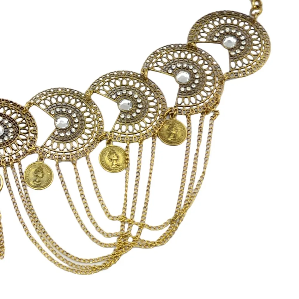 Турецкая винтажная пляжная цепочка для танца живота полые цветные цветы монета