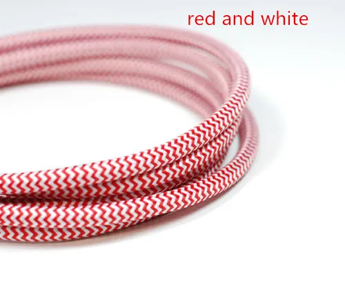 red and white 2 м, 3 м, 5 м или 10 м/лот VDE сертифицированный 2 ядра круглый текстильный Электрический провод цветной плетеный провод тканевый кабель винтажная лампа шнур питания - Цвет: red and white