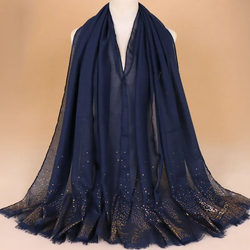 

Шали женские хлопковые с золотыми блестками, шарф с геометрическим узором, 7 видов цветов х90 см, 1 шт.