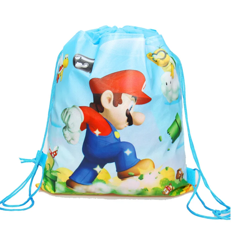 1 шт. мультфильм super mario bros тематическая вечеринка на день рождения подарки нетканый шнурок goodie сумки для детей для плавания школьные рюкзаки