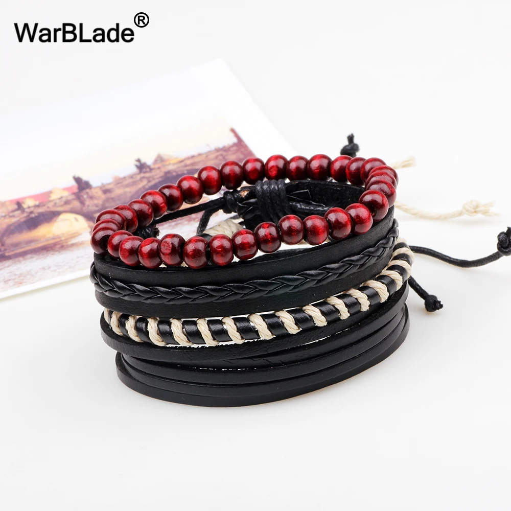 WBL DIY 4 шт./компл. кожаный плетеный браслет Винтажный Мужской очаровательный из