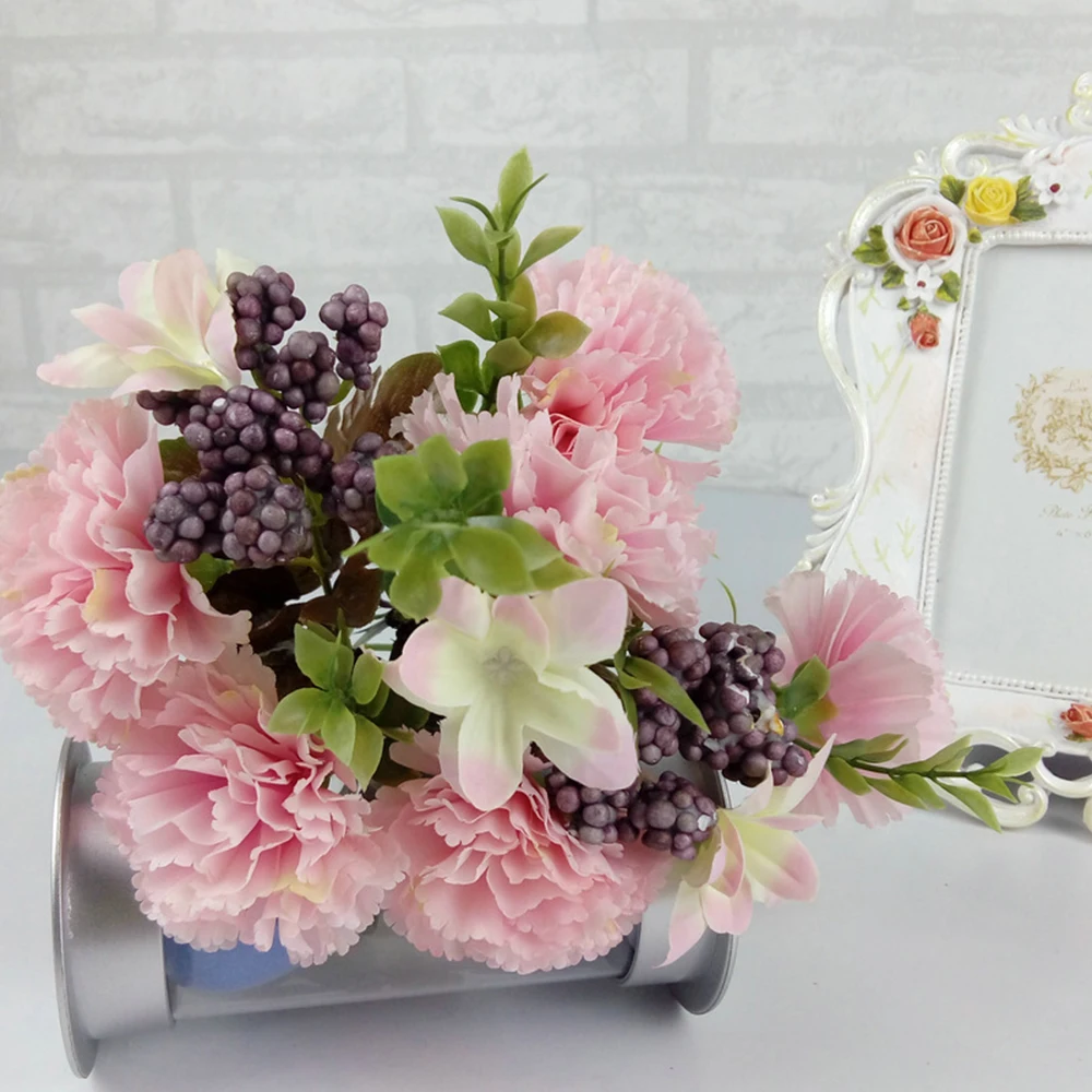 Розовые шелковые пионы искусственные цветы букет 6 головы дешевые для украшения