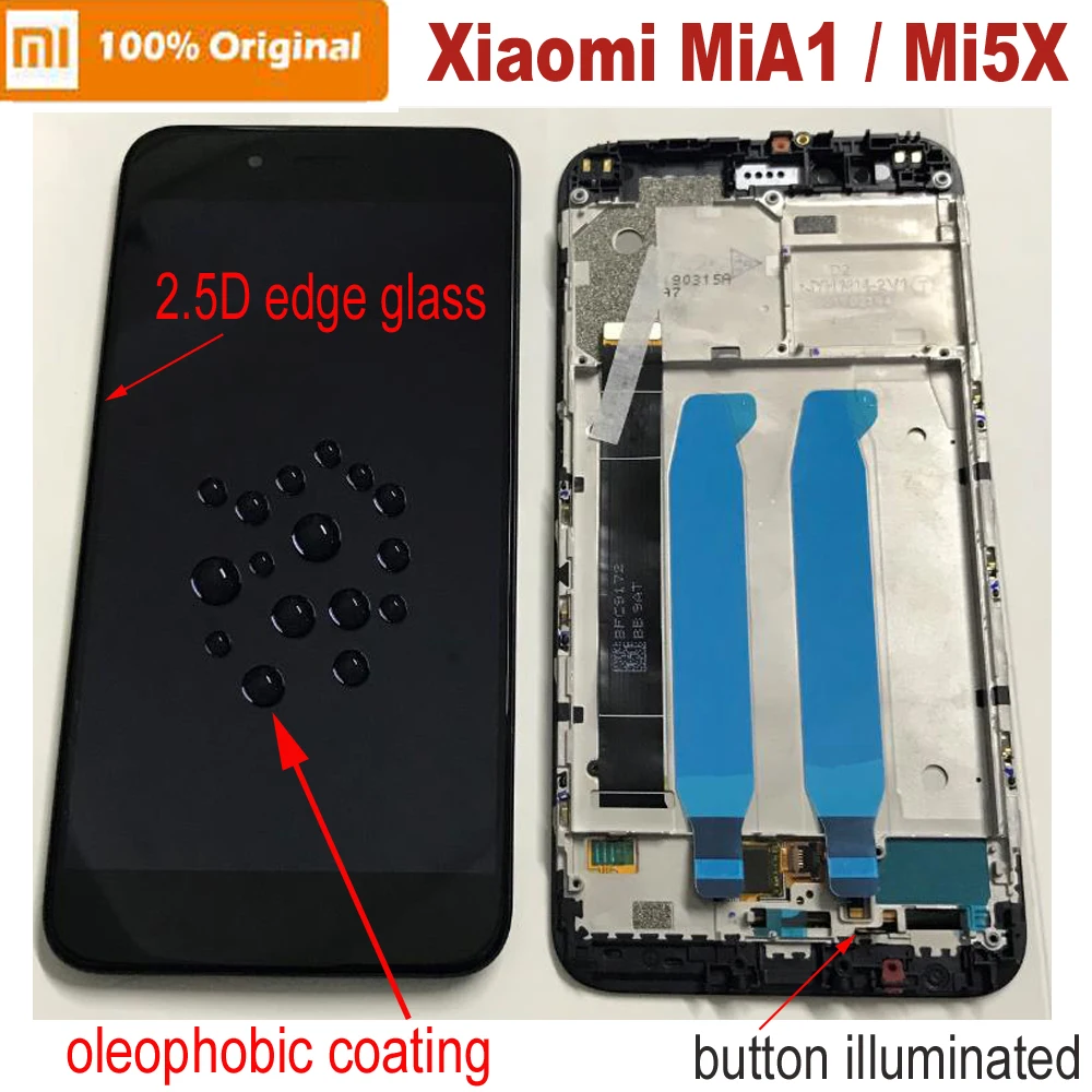 100% Оригинальный Новый Xiaomi Mi A1 MiA1 2.5D стеклянный датчик ЖК дисплей 10 сенсорный