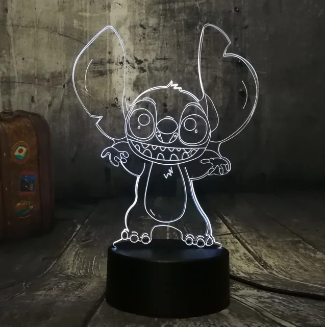 Grimace Stitch Новинка, 4 варианта дизайна, милые Прошитые Alien с принтом в виде собаки, 3D светодиодный Ночной светильник 7 цветов для сна настольная лампа домашний декор праздник для детей Рождественский подарок - Испускаемый цвет: Grimace Stitch