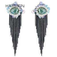 new arrival crystal beads knitting tassels earrings womens fashion handmade drop dangle earrings wedding party gift earrings