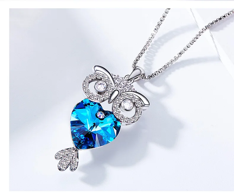Cdyle украшенные кристаллами Подвески женские ожерелья Фиолетовый Синий Сова Bijoux Стразы милый шик