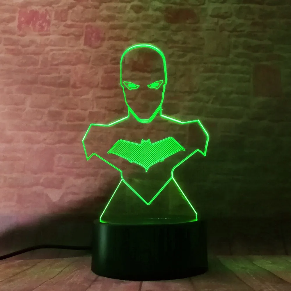 11 Diff Marvel супер герой DC Бэтмен Фигурки 3D иллюзия настольная лампа 7 цветов градиент ночник Мальчики Человек Рождественские Игрушки Подарки