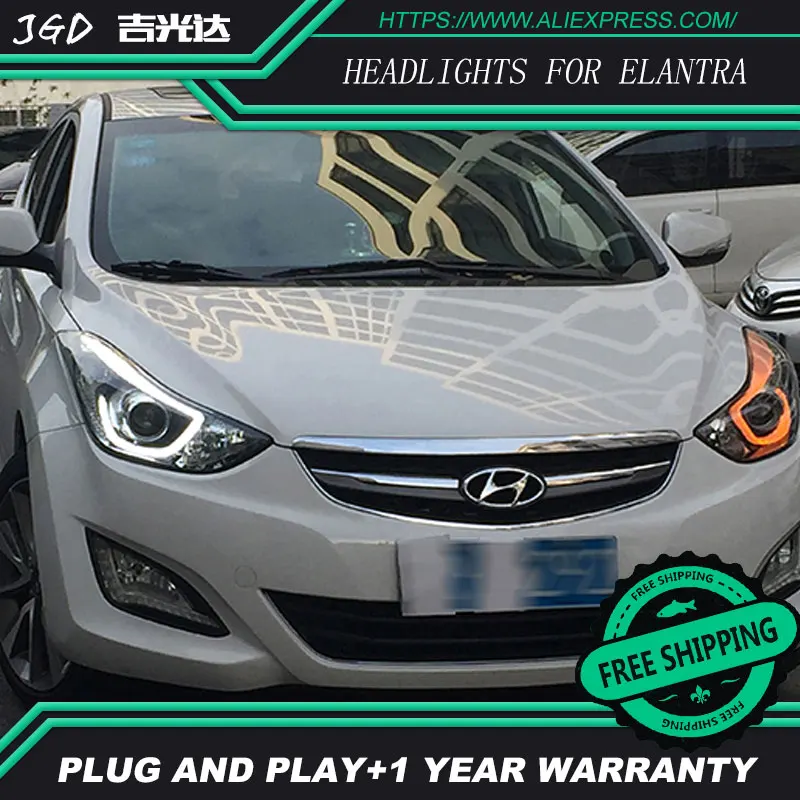 Стайлинг автомобиля для фары Hyundai Elantra 2012 2016 СВЕТОДИОДНЫЙ DRL биксеноновый