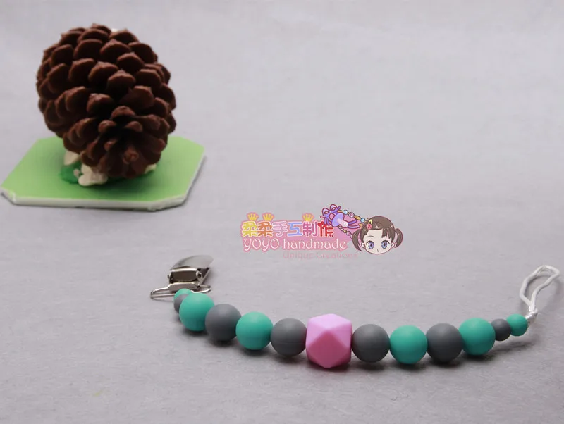 MIYOCAR пищевой силиконовый Прорезыватель пустышка зажим Зеленый Белый Силиконовый