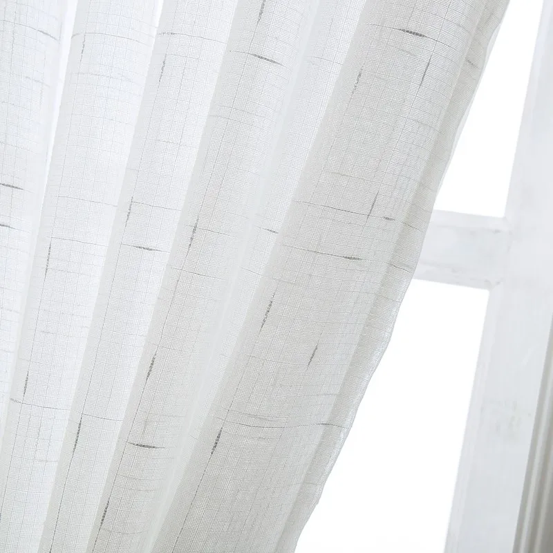 

Latest Elegant Europe White Linen Curtain Fabrics Tulle Sheer Window Curtains for Living Room Panels Window Treatment Rideaux