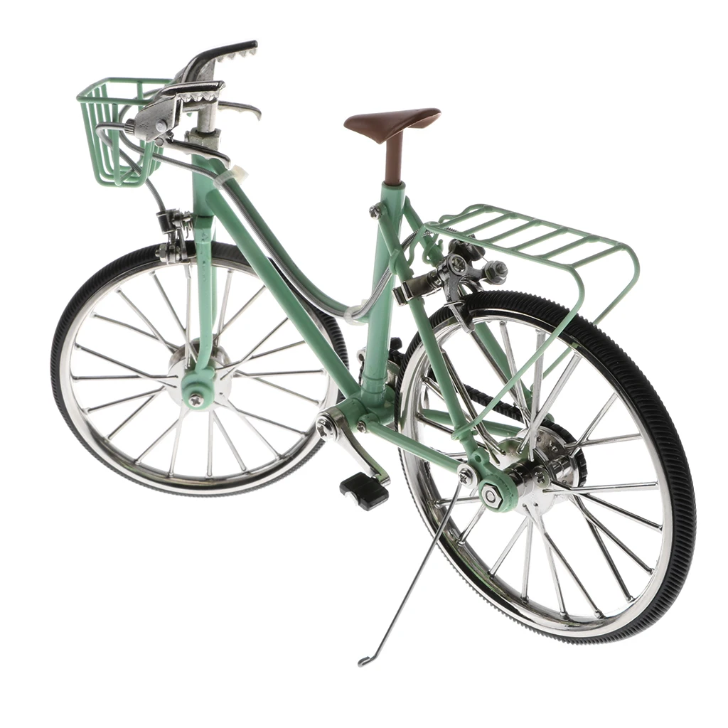 1/10 Mini Green Bike литые модели велосипедов с корзиной и сиденьем Игрушечная копия| |