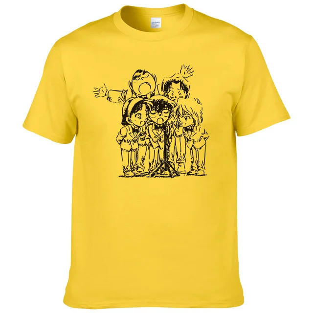 Для мужчин s японский мультфильм аниме Детектив Конан футболка летняя хлопковая