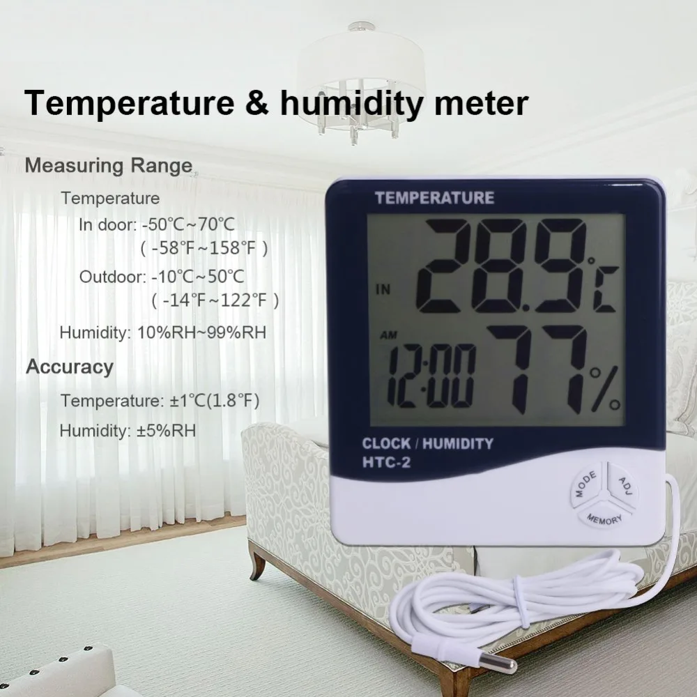 HTC 2 Цифровой термометр гигрометр электронный ЖК измеритель температуры и