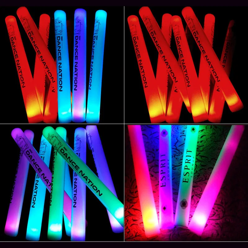 100PCS Multi-color Customized DIY Logo Foam Sticks LED Glow Stick Baton Wands