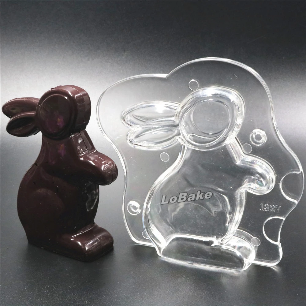 

New arrivals creative 3D bunny rabbit shape PC polycarbonate chocolate mold DIY candy fondant sugarcraft mould bakery supplies