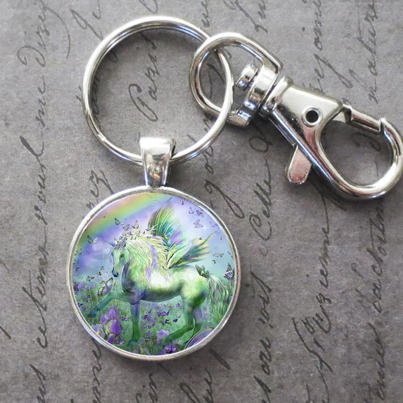 Красивое художественное кольцо для ключей с лошадью Хрустальная подвеска
