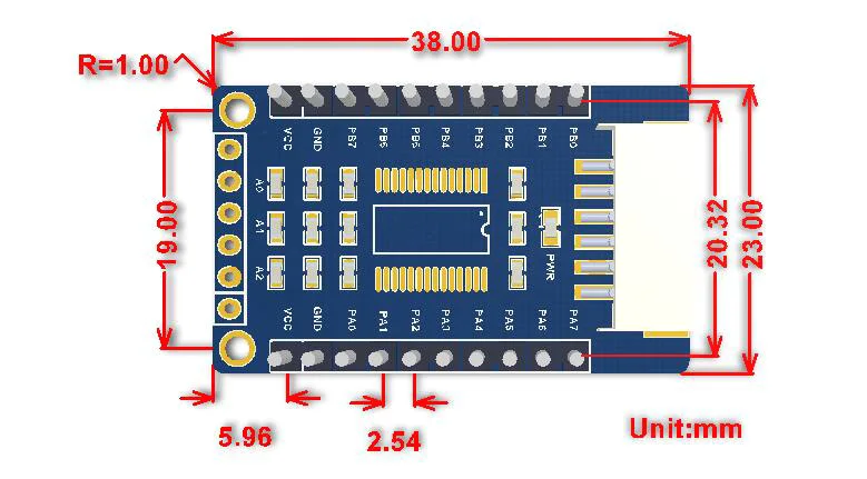 MCP23017 IO Плата расширения, интерфейс 2c, расширение 16 I/O контактов прерывания Контакты: INTA, INTB встроенный переводчик напряжения
