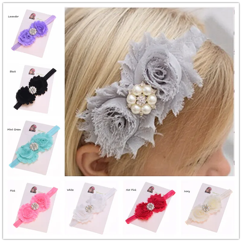 1 шт. потертый Шикарный шифоновый цветок на голову повязка повязки для